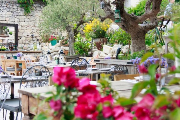 Alaçatı Rehberi içeriğindeki yerlerden biri olabilecek bu samimi bahçe restoranında, taş duvarlar, yaşlı zeytin ağaçları ve göz alıcı begonvillerle süslü bir açık hava yemek alanı, ahşap masalar ve zarif demir sandalyelerle misafirlerini Ege'nin dinlendirici atmosferinde eşsiz lezzetlere davet ediyor.