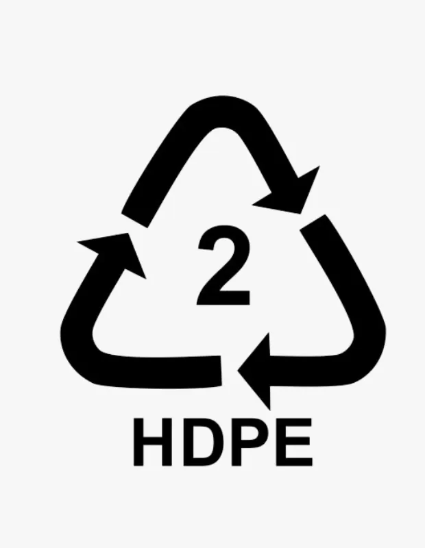 Süt kutuları ve deterjan şişeleri için HDPE 2 plastik geri dönüşüm kodu ve logosu