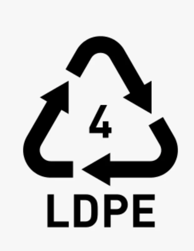 Esnek plastik ambalajlar ve kilitli torbalar için LDPE 4 geri dönüşüm numarası ve logosu
