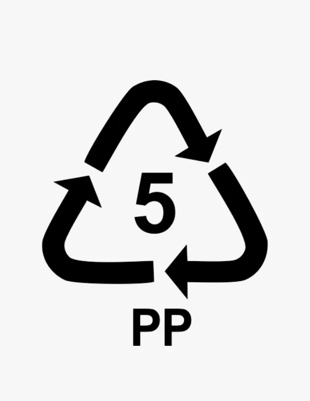 Gıda saklama kapları için güvenli PP 5 plastik geri dönüşüm numarası ve polipropilen sembolü