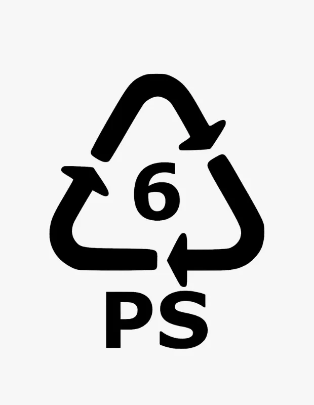 Köpük tabaklar ve tek kullanımlık bardaklar için PS 6 plastik geri dönüşüm numarası