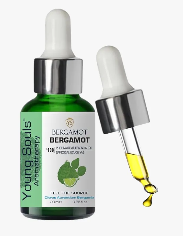 Young Souls bergamot uçucu yağı Citrus aurantium bergamia damlalıklı cam şişe aromaterapi yağı