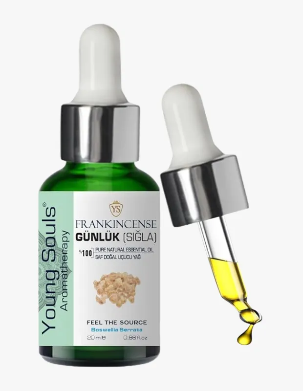 Young Souls günlük (sığla) uçucu yağı frankincense Boswellia serrata damlalıklı cam şişe aromaterapi yağı