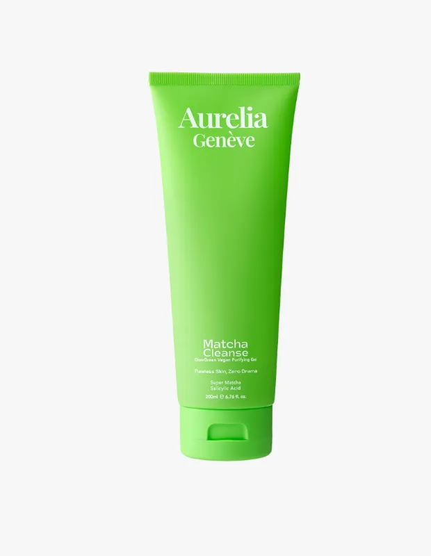 Aurelia Genève Matcha Cleanse GlowGreen Vegan Purifying Gel yüz temizleme jeli.