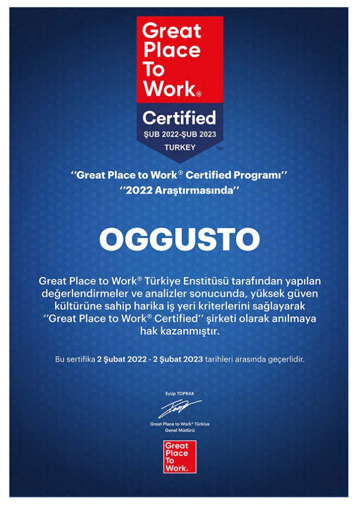 OGGUSTO Üst Düzey Çalışan Memnuniyetini Yakaladı
