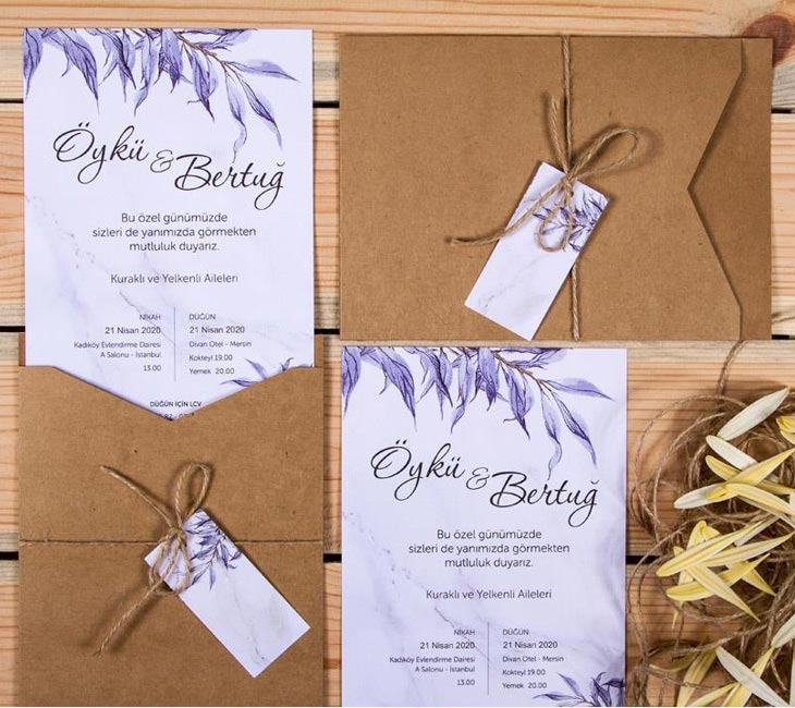 Kır Düğünü Konseptli Davetiyeler