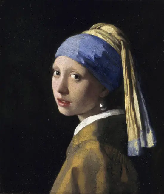 Johannes Vermeer’in İnci Küpeli Kız tablosu, başı örtülü genç bir kızın arkaya dönük portresi.