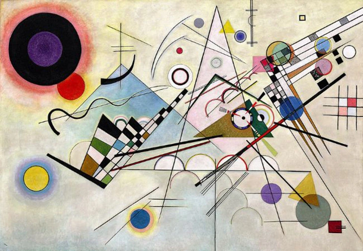 Composition 8 (1923) – Wassily Kandinsky imzalı tablo, soyut sanatın öncü eserlerinden biri; geometrik formlar, daireler, çizgiler ve kontrast renk alanlarıyla kurgulanan kompozisyonu, Bauhaus dönemi estetiğini ve erken 20. yüzyıl modern sanat anlayışını yansıtan önemli başyapıt.