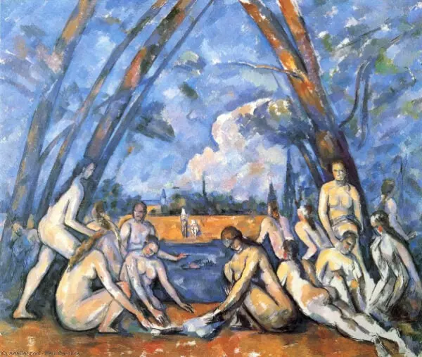 Cézanne'ın kübizm sanat akımına zemin hazırlayan, ağaçların altında bir gölette yıkanan veya dinlenen, doğal formların basitleştirildiği çok sayıda çıplak figürü belirgin fırça darbeleriyle yansıtan öncü bir tablosu.