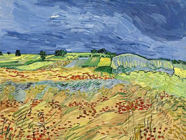 Vincent van Gogh’un “Wheatfields with Poppies” tablosu, canlı renkler ve dinamik fırça darbeleriyle Fransız kırsalını betimleyen ikonik bir manzara resmidir.