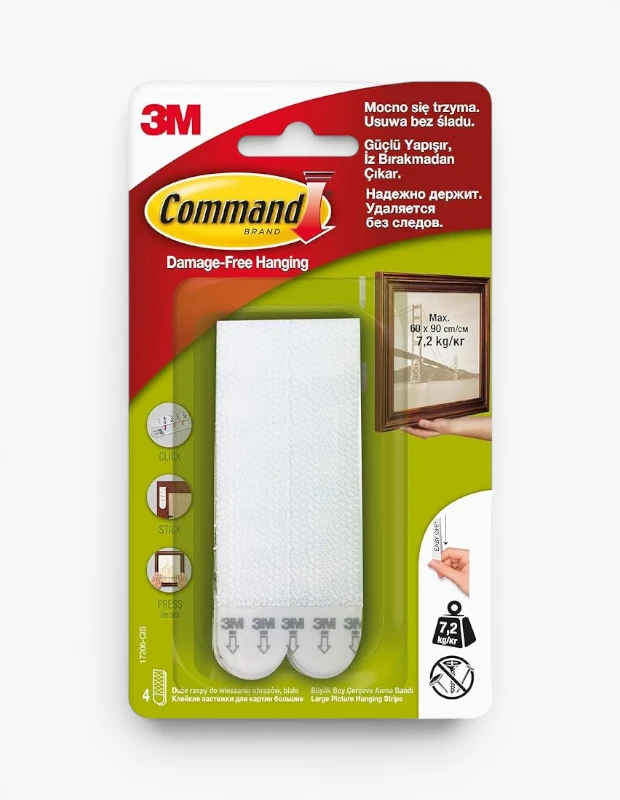 Marka Adı: 3M Command
Ürün Adı: 3M Command Cırt Cırt Bant
Ürün Cinsiyeti: Belirtilmemiş
Ürün Tipi: Yapışkanlı Asma Bandı
Ürün Sezonsallığı: Belirtilmemiş
Ürün Çeşidi: Yapışkanlı Sabitleyici
Ürün Özellikleri: Bu 3M Command Büyük Boy Çerçeve Asma Bandı, çivi veya vida kullanmadan, yüzeylerde iz bırakmadan güçlü bir tutuş sağlayan ve kolayca çıkarılabilen yapışkanlı cırt cırt bantlardır. Maksimum 60x90 cm boyutlarındaki çerçeveleri ve 7.2 kg ağırlığa kadar olan objeleri güvenle asmak için tasarlanmıştır. Beyaz renkteki bu bantlar, kolay uygulama adımları (tıklama, yapıştırma, bastırma) sayesinde pratik bir kullanım sunar ve yüzeylere zarar vermeden dekorasyon yapılmasına imkan tanır. Pakette 4 adet bant bulunur ve özellikle hareketli ortamlarda, örneğin teknelerde, objelerin sabitlenmesi için ideal bir çözümdür.
Öne Çıkan Detaylar:
- İz bırakmadan güçlü yapışma ve kolay çıkarılabilirlik.
- 7.2 kg'a kadar güvenli taşıma kapasitesi.
- Çivi veya vida gerektirmeyen, duvara zarar vermeyen pratik montaj.
Kimler Kullanıyor?: Evinde, ofisinde veya teknede duvarlara zarar vermeden tablo, çerçeve veya çeşitli objeleri asmak isteyen herkes için idealdir. Özellikle sık sık dekorasyon değişikliği yapanlar, kiralık evlerde oturanlar veya hareketli ortamlarda eşyalarını güvenle sabitlemek isteyenler için pratik ve güvenilir bir çözümdür. Estetiği ve fonksiyonelliği bir arada arayan, hızlı ve kolay montajdan hoşlanan bireylerin tercihi olacaktır.