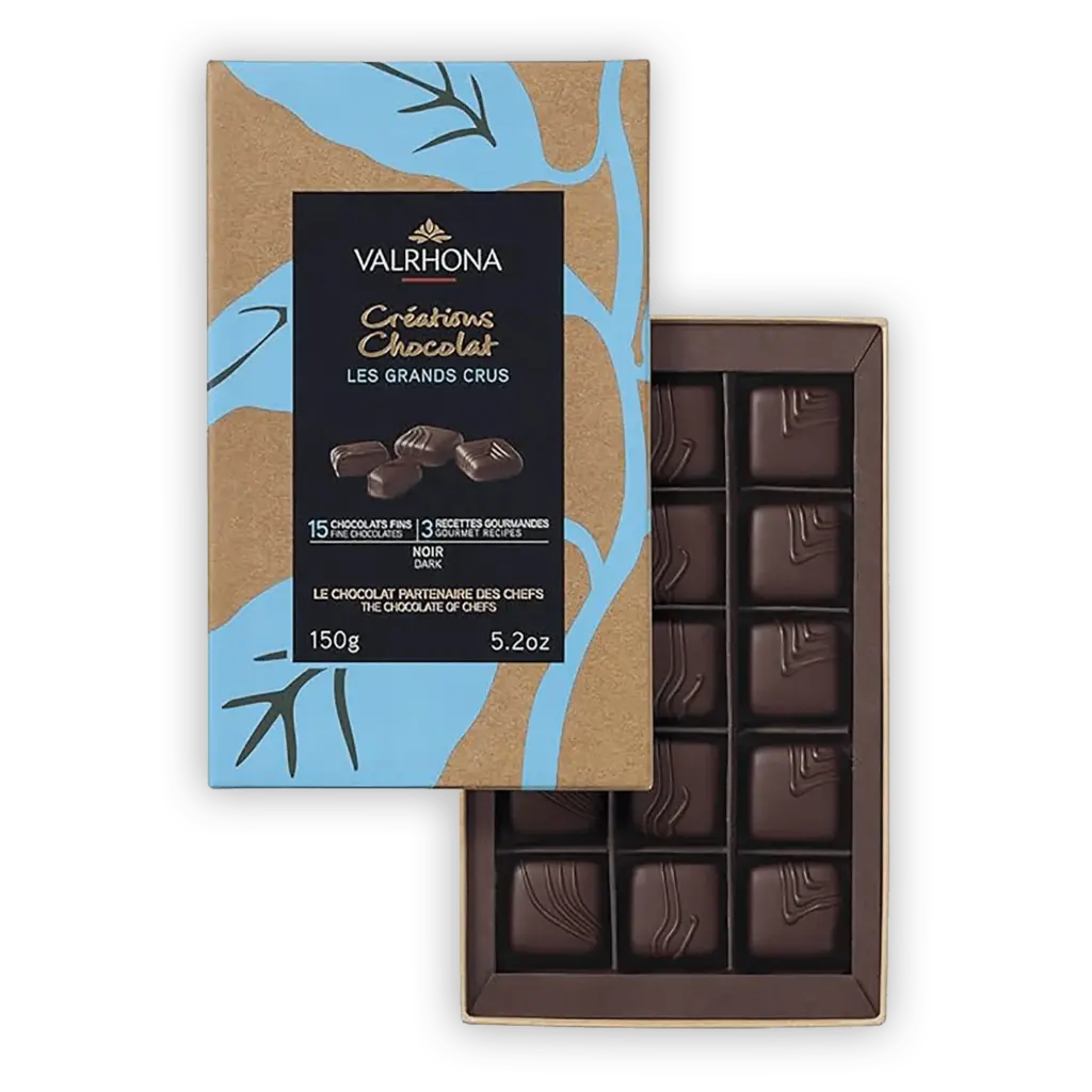 “Valrhona Les Grands Crus serisine ait bitter artizan çikolata kutusu”