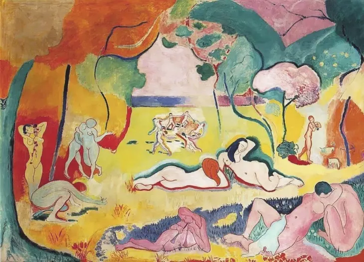 Henri Matisse’in pastoral temalı başyapıtlarından biri; doğada uzanan figürler ve dans eden çıplak bedenler