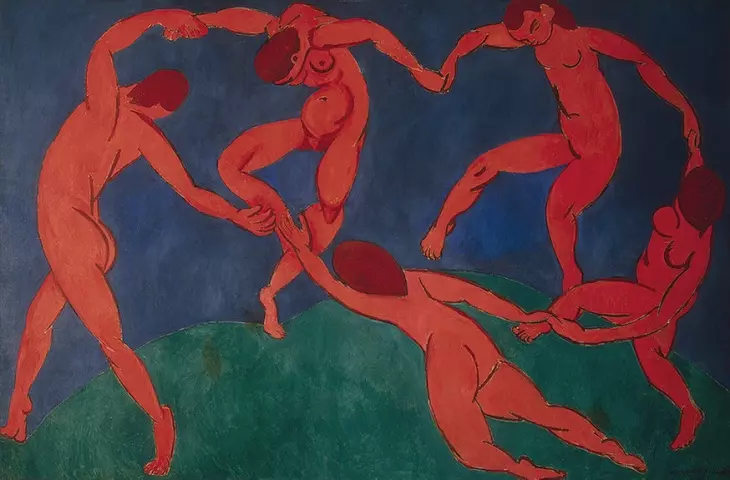 Henri Matisse’in en bilinen eserlerinden 'The Dance'; kırmızı çıplak figürler mavi fon önünde el ele tutuşurken