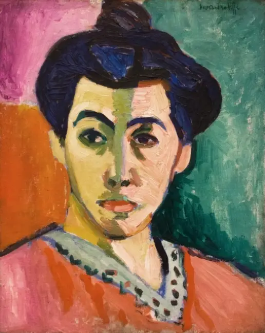 Fovist tarzda portre çalışması; Matisse’in parlak renk bloklarıyla çizdiği kadın yüzü