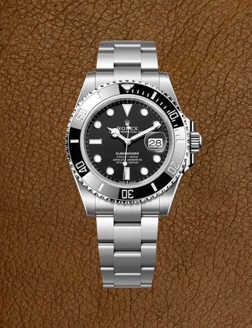 Rolex Submariner Date modeli, siyah kadranlı ve paslanmaz çelik bilezikli ikonik dalgıç saati