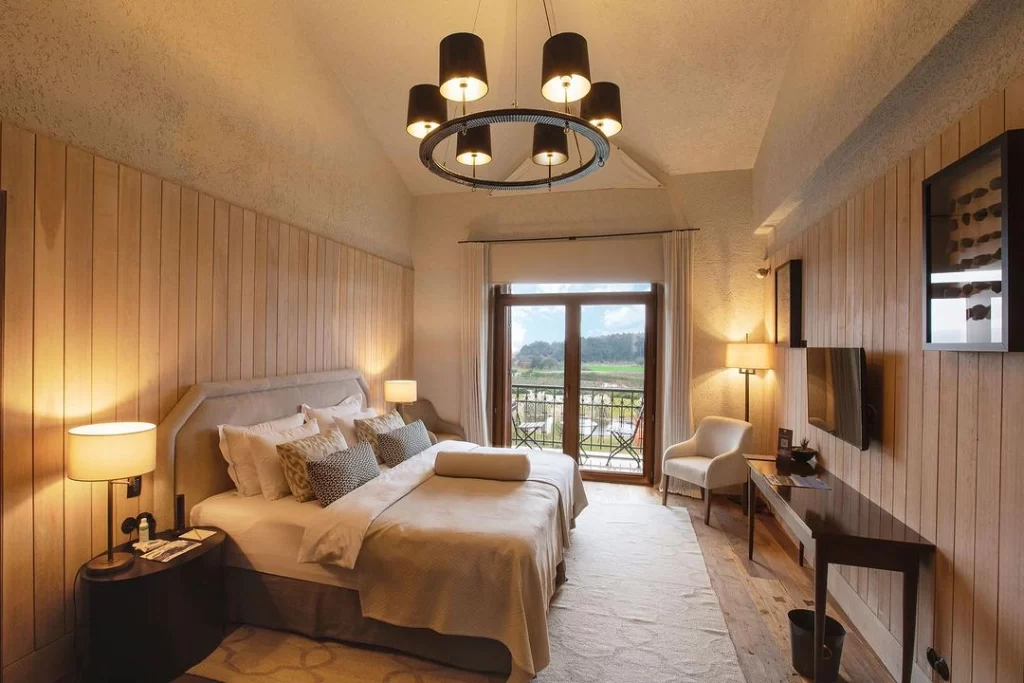 Hotel Caeli’de şık dekorasyona sahip, bağ manzaralı balkonlu lüks otel odası