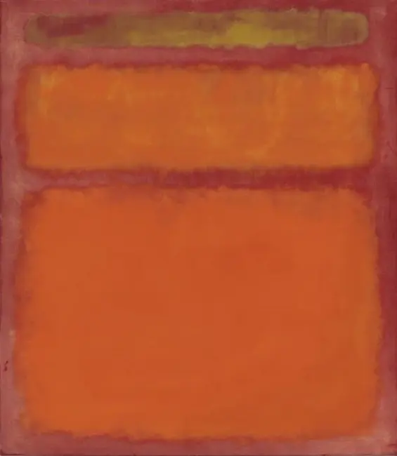 Orange, Red and Yellow (1961); Mark Rothko Orange Red and Yellow tablo, sarı, turuncu ve kırmızı bloklarıyla soyut dışavurumculuğun simgesi