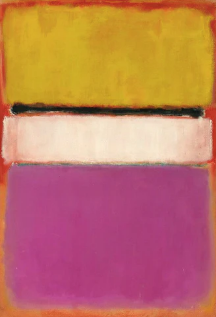 Mark Rothko’nun ölümünden kısa süre önce yaptığı tablo, mor, beyaz ve sarı blokla içsel duyguyu yansıtır