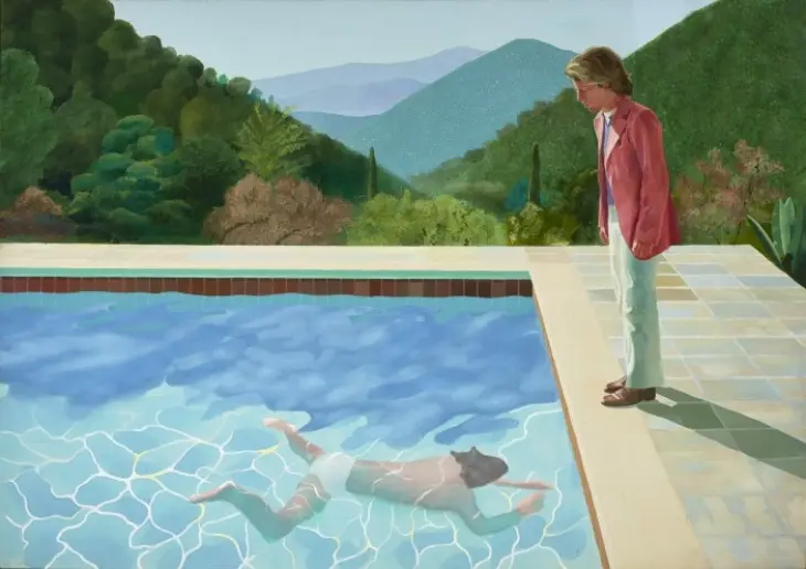 David Hockney’nin en ünlü eserlerinden biri olan “Portrait of an Artist (Pool with Two Figures)”.