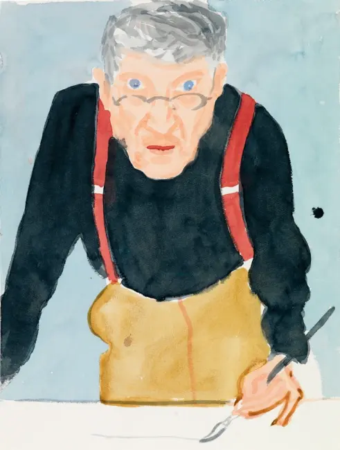 David Hockney’nin kendini resmettiği renkli ve ekspresif bir otoportre.