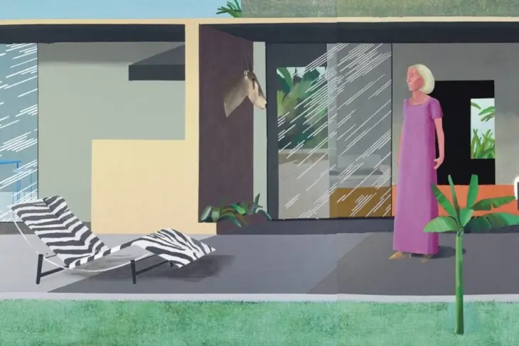 David Hockney’nin mimari ve figürleri bir araya getirdiği modernist tablo.