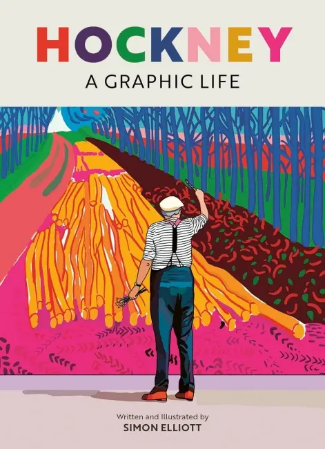 Simon Elliott tarafından yazılan “Hockney: A Graphic Life” kitabının illüstrasyonlu kapağı.