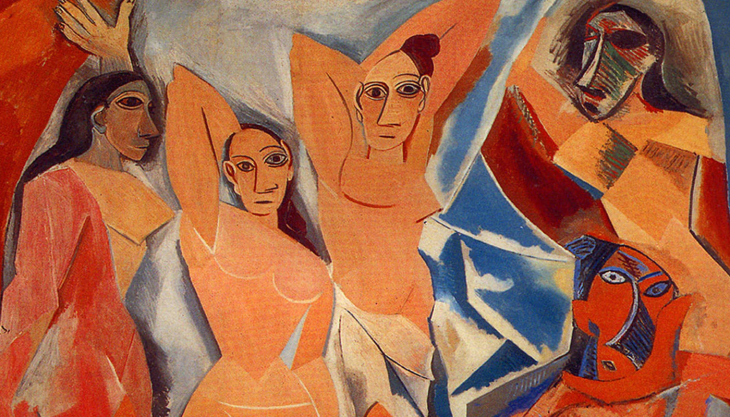 MoMA'nın mutlaka görülmesi gereken eserleri arasında yer alan Picasso'nun Avignonlu Kadınlar tablosu, Afrika masklarından esinlenerek keskin ve parçalanmış geometrik formlarla, canlı turuncu, kırmızı ve mavi tonlarda beş kadın figürünü kübist bir yaklaşımla betimliyor.
