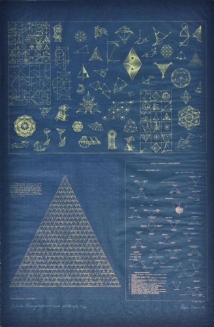 Agnes Denes’in “Dialectic Triangulation: A Visual Philosophy” adlı kavramsal çizim çalışması