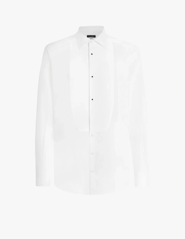 Dolce & Gabbana beyaz poplin erkek smokin gömleği