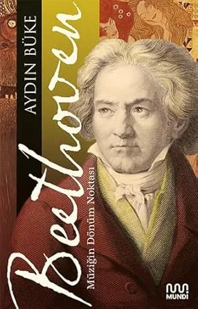 Bu kitap kapağında, beyaz cravatlı ve kahverengi ceketli, ciddi ifadeli Ludwig van Beethoven'ın klasik bir portresi yer alıyor. Kapakta dikey beyaz harflerle yazılmış AYDIN Beethoven ve Dönüm Noktası ifadeleri kitabın başlığını oluşturuyor.