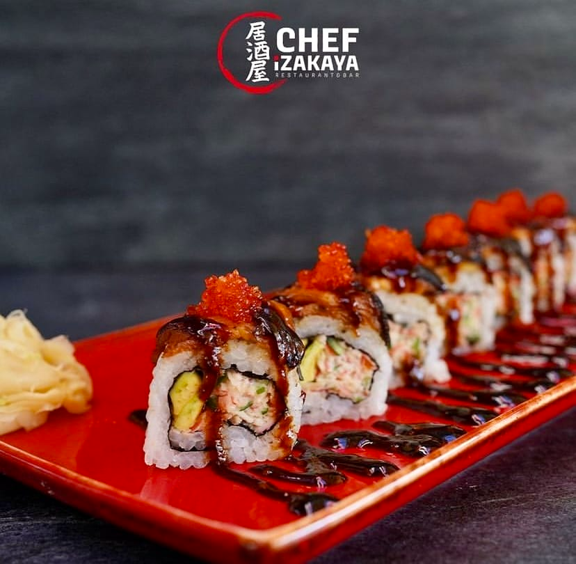 Soslu sushi roll tabağı, Chef Izakaya Ankara.
