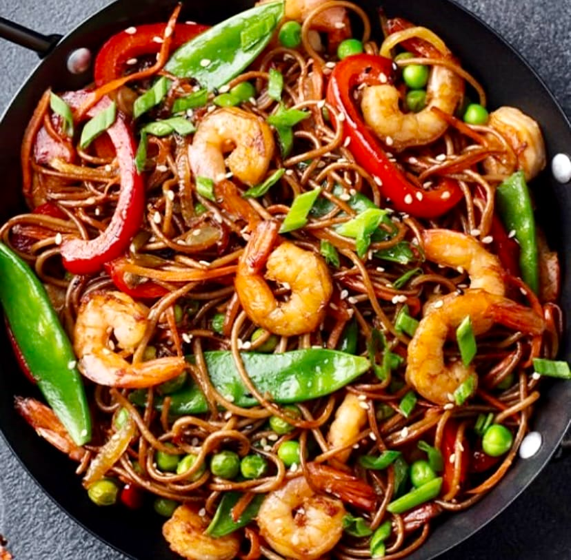 Karidesli noodle ve sebzeli wok, Chinabloom Ankara.