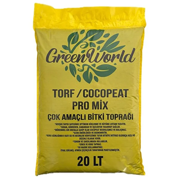 Organik cocopeat ve torf karışımı içeren, 20 litrelik çok amaçlı bitki toprağı. Kök gelişimini destekler, su tutma kapasitesi yüksektir.