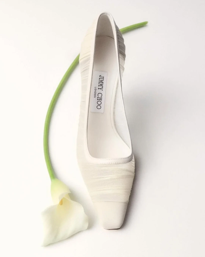 Jimmy Choo marka gelin ayakkabısı, tül detaylı stiletto modeli