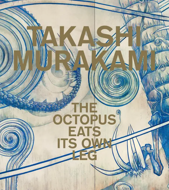 Takashi Murakami'nin “The Octopus Eats Its Own Leg” sergisinden afiş tasarımı. Sanatçının geleneksel Japon sanatından ilham alan detaylı çizimleri ve modern yorumları öne çıkıyor.