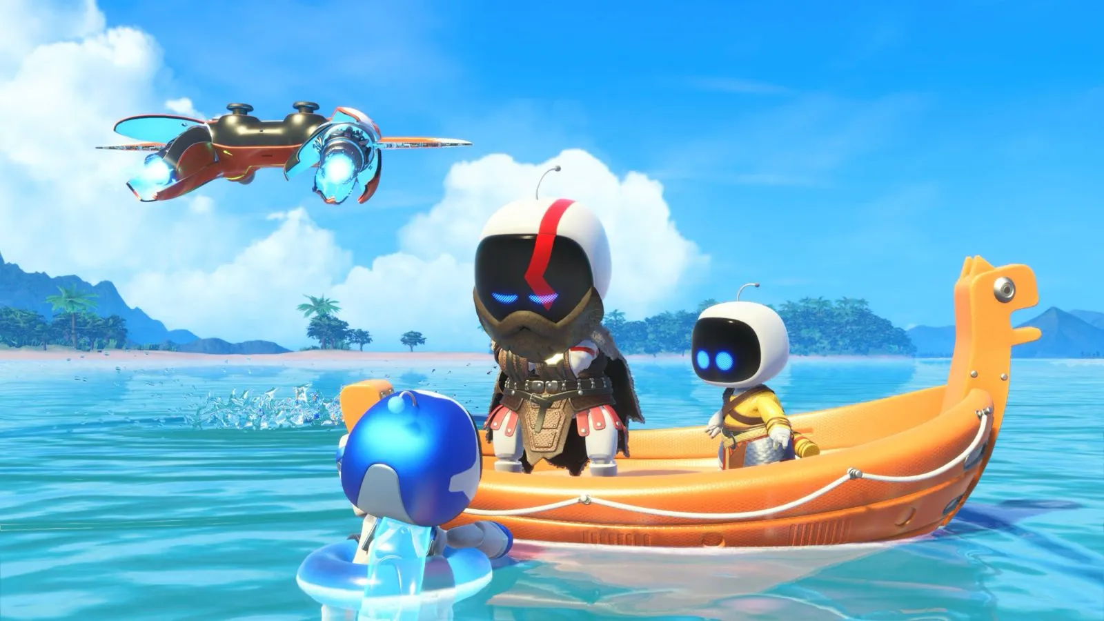 Astro Bot oyunundan bir sahne, renkli dünyada geçen macera anı