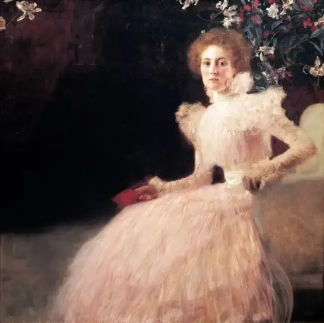 “Portrait of Hermine Gallia”, beyaz elbiseli kadın portresi.