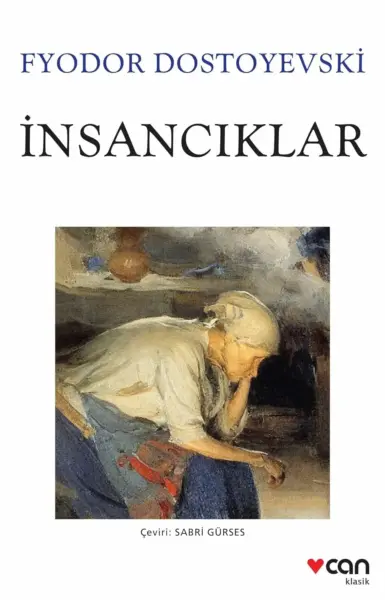 Fyodor Dostoyevski'nin İnsancıklar adlı romanının, başını eline dayamış, düşünceli ve hüzünlü görünen yaşlı bir kadının resmedildiği klasik bir illüstrasyonla süslenmiş Can Klasik baskısı, Sabri Gürses çevirisiyle sunulmaktadır.