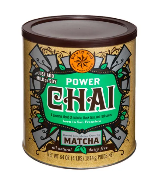 David Rio Power Chai Matcha; matcha, siyah çay ve baharat karışımıyla enerji verici içecek.