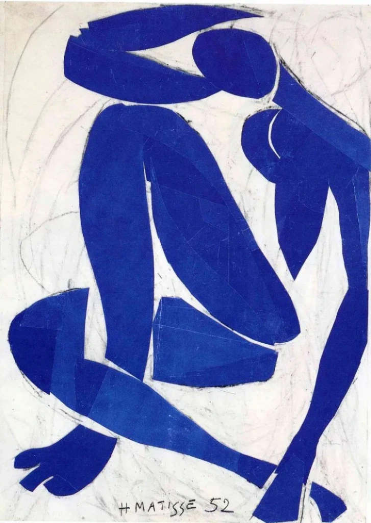 Blue Nude I (1952)
Oturan kadın figürü, sade ama çarpıcı bir silüet sunuyor.