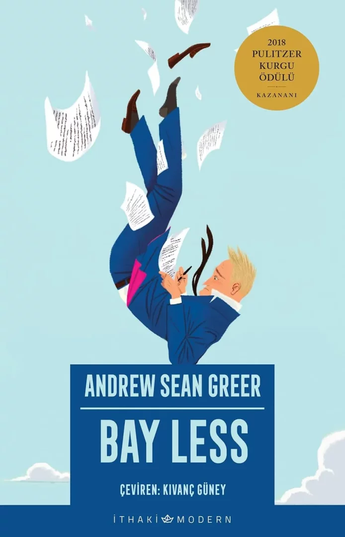 Andrew Sean Greer'ın 2018 Pulitzer Kurgu Ödüllü Bay Less romanının kapağında, takım elbiseli bir adamın gökyüzünden kağıtlar savrularak düştüğü, karakterin sürükleyici bir iç yolculuğunu çağrıştıran illüstrasyon, tatilinizde size eşlik edecek sürükleyici kitaplardan birini simgeliyor.