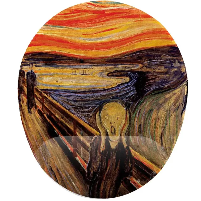 The Scream (Çığlık) tablosunun canlı renkleriyle tasarlanmış bilek destekli ergonomik mouse pad.