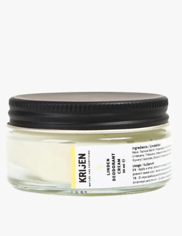 Marka Adı: Krijen
Ürün Adı: Krijen Unisex Ihlamur Krem Deodorant
Ürün Cinsiyeti: Unisex
Ürün Tipi: Krem Deodorant
Ürün Sezonsallığı: Yaz
Ürün Çeşidi: Ihlamurlu
Ürün Özellikleri: Bir cam kavanoz içinde sunulan Krijen Linden Krem Deodorant, 50 ml hacminde, hafif sarımsı, kremsi bir yapıya sahiptir. Shea yağı ve doğal soda (sodyum bikarbonat) gibi bileşenlerin yanı sıra, görüntüde okunan tapyoka nişastası (Tapioca Starch) ile formüle edilmiştir. Bu yenilikçi formül, koltuk altı bölgesindeki nemi dengeleyerek ter kokusuna neden olan bakterilerin üremesini doğal bir bariyer oluşturarak engeller. Cilt tarafından hızla emilen kremsi dokusu sayesinde gün boyu süren kuru ve ferah bir his bırakır, cildin doğal dengesini korumaya yardımcı olurken ıhlamur özü ile hoş bir koku sunar.
Öne Çıkan Detaylar:
- Doğal shea yağı ve sodyum bikarbonat bazlı yenilikçi formül
- Ter kokusuna neden olan bakteriyel oluşumu doğal bir bariyerle engeller
- Cilt tarafından hızla emilen kremsi dokuyla gün boyu ferahlık sağlar
Kimler Kullanıyor?: Bu ürün, kişisel bakım rutininde bütünsel yaklaşımları ve doğal çözümleri tercih eden, bedeninin doğal dengesini ve mikrobiyotasını korumaya özen gösteren kişiler için idealdir. Alüminyum tuzları içermeyen, cildin doğal işleyişini destekleyen ve terlemeyi baskılamak yerine kokuya neden olan bakteriyel florayı yönetmeyi hedefleyen kullanıcılar tarafından tercih edilir. Özellikle yaz aylarında aktif ve ferah kalmak isteyen, cilt hassasiyetine önem veren herkesin günlük bakımına rahatlıkla dahil edebileceği bir üründür.