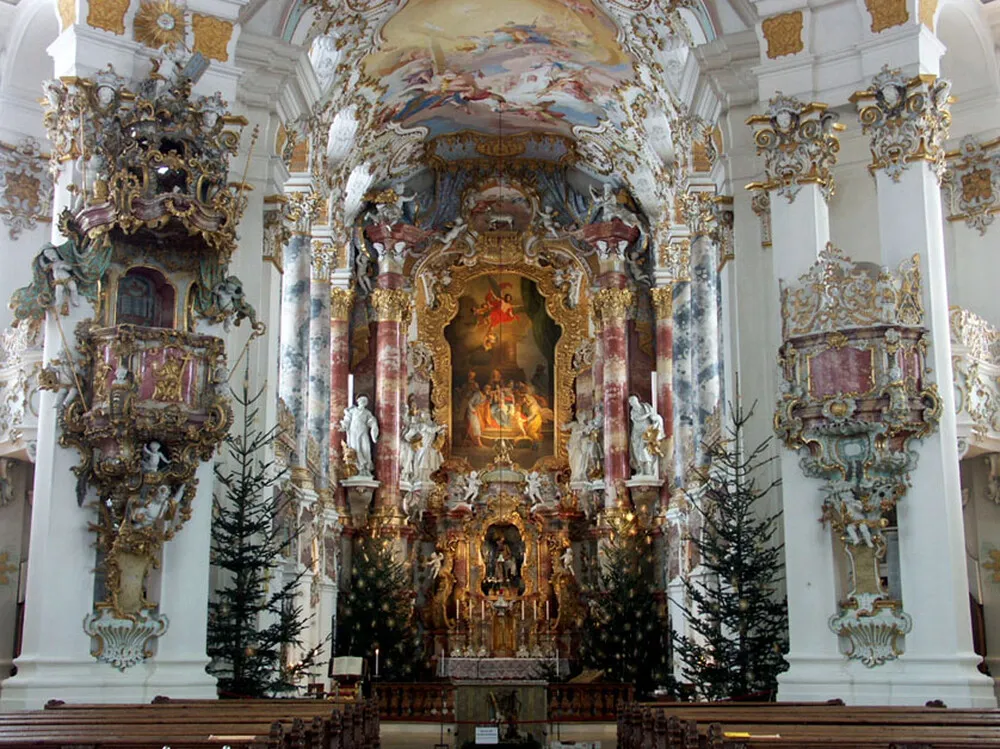 Wieskirche – Almanya UNESCO Dünya Mirası, rokoko mimarisi ve freskleriyle ünlü hac kilisesi