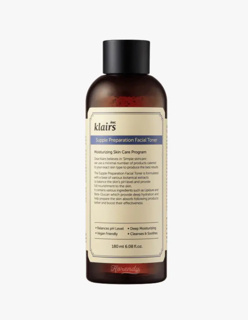 Ürün Cinsiyeti: Unisex
Ürün Tipi: Cilt Bakımı
Ürün Sezonsallığı: Dört Mevsim
Ürün Çeşidi: Nemlendirici & Dengeleyici Tonik
Ürün Özellikleri:
Supple Preparation Facial Toner, cildi yatıştırmayı ve nem dengesini desteklemeyi hedefleyen çok yönlü bir toniktir. Hafif yapısı sayesinde ciltte hızla emilir; temizlik sonrası bakım adımlarını daha etkili hale getirmeyi amaçlar. Günlük kullanıma uygundur.
Öne Çıkan Detaylar:
Nem ve denge odaklı formül
Hafif ve hızlı emilen doku
Cildi yatıştırmaya yardımcı
Günlük bakım rutiniyle uyumlu
Kimler Kullanıyor?
Cilt bakımında dengeyi ve yatıştırıcı etkiyi ön planda tutan, sade ama etkili ürünleri tercih eden kullanıcılar için idealdir.
Klairs Supple Preparation Toner ile cildinizi yatıştırın, nem dengesini destekleyin.