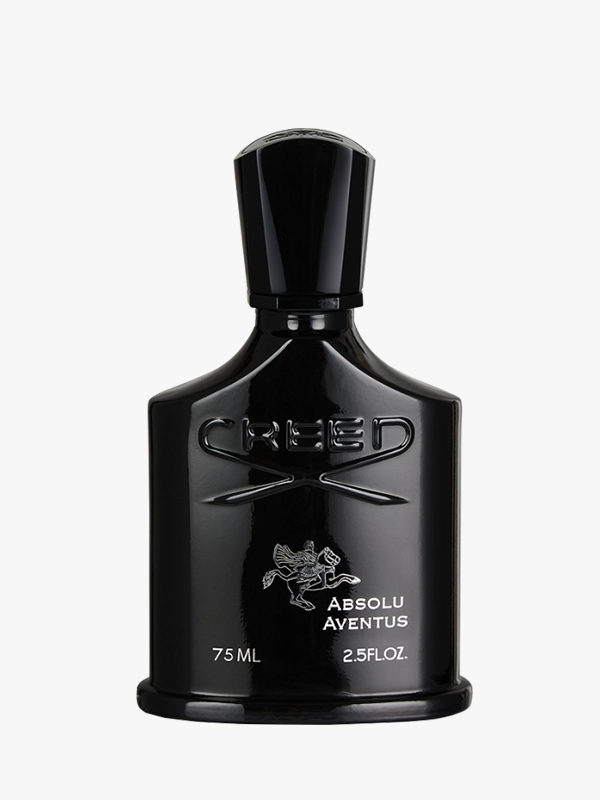 Creed Absolu Aventus parfümü, siyah parlak şişe ve gümüş logo detaylarıyla sınırlı üretim erkek parfüm görseli.
