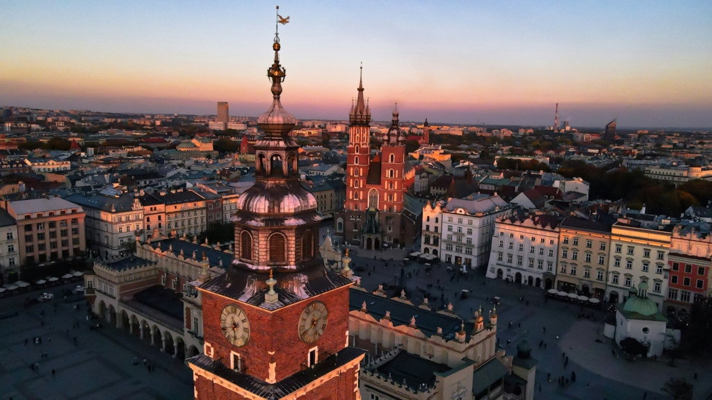 Krakow'un kuş bakışı çekilmiş bir görseli
