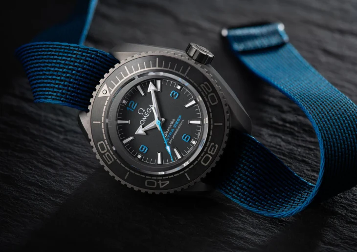 Omega Seamaster Planet Ocean Ultra Deep 600 M titanyum, NATO kayış, dalgıç, dalış kol saati