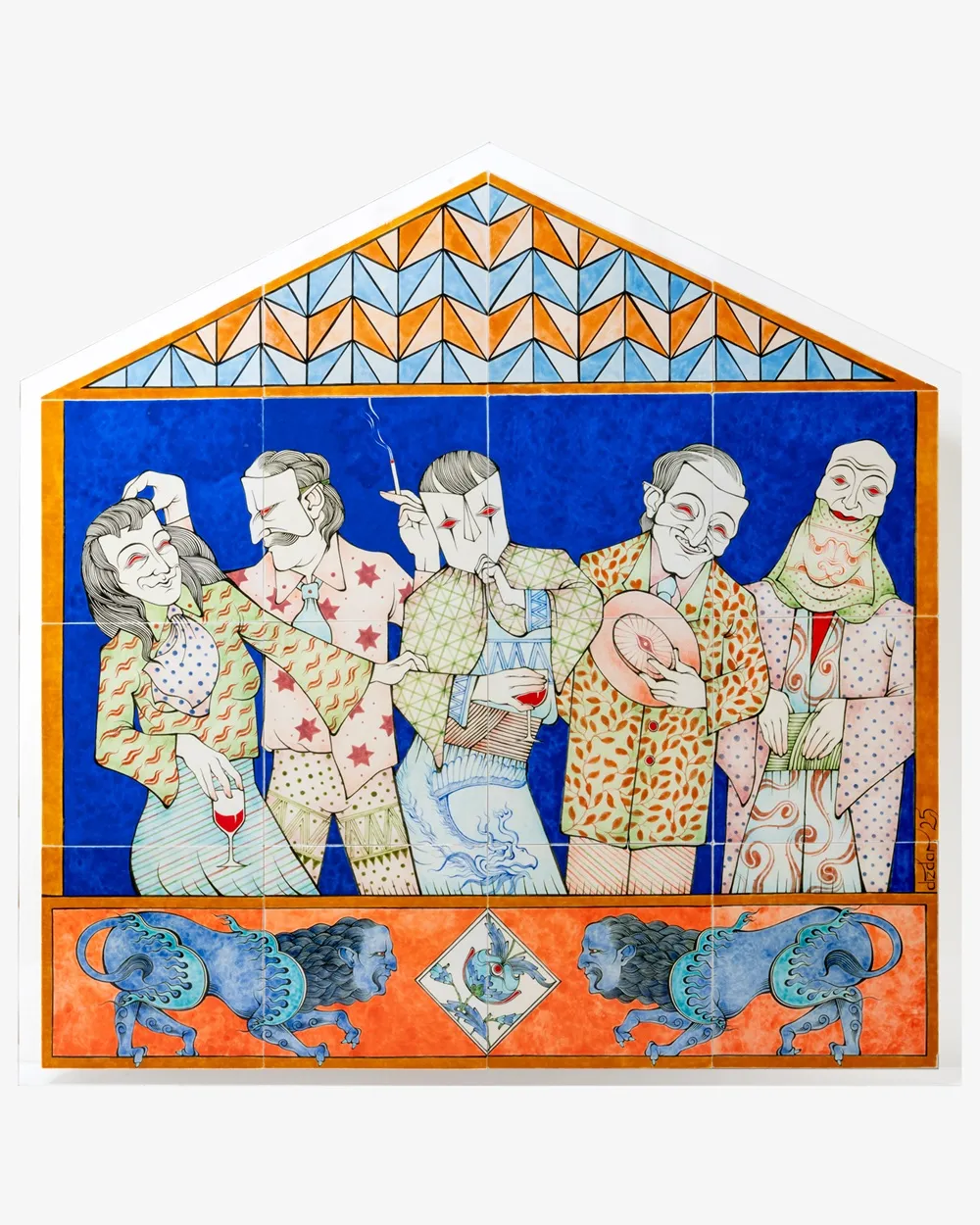 Çağrı Dizdar, CC1, sır altı çini tekniği, 100 x 100 cm, 2025